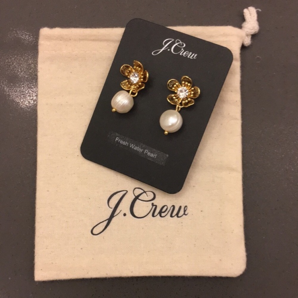 J. Crew Flower and Pearl Drop Earrings - Picture 3 of 5
